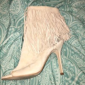 High heel fringe booties